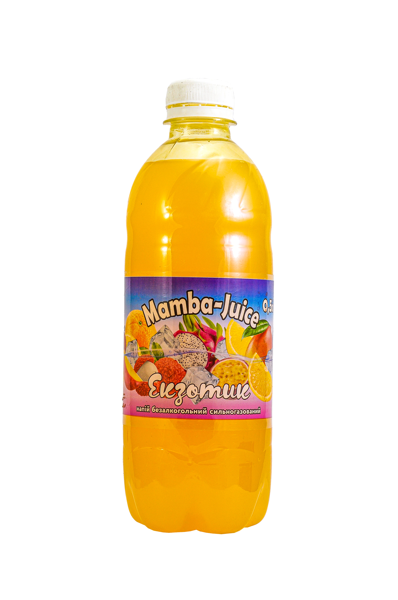 Напій безалкогольний на ароматизаторах сильногазований низькокалорійний з підсолоджувачами MAMBA-JUICE "ЕКЗОТІК" 0,5 л.